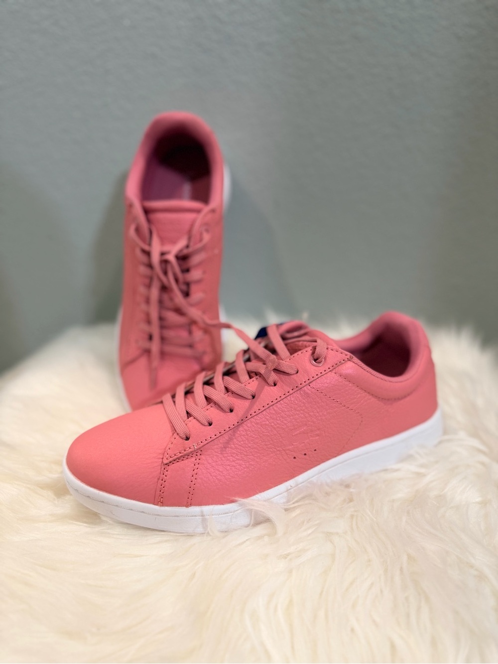 Lacoste Pink Womens Leather Low-Top Sneakers